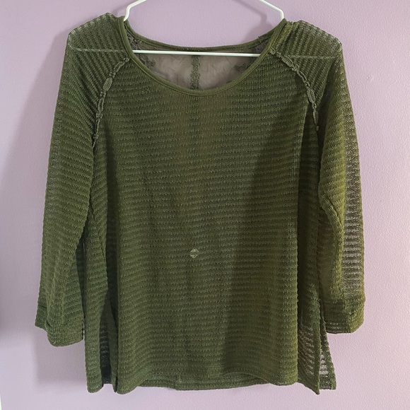 Green lace/crochet sweater cardigan - Picture 1 of 4